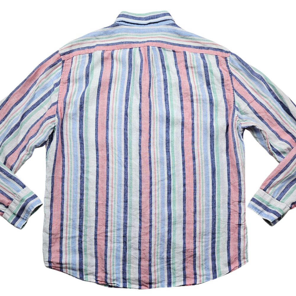 J Crew Slim Shirt Mens XL Striped Baird McNutt 100% Irish Linen Long Sleeve - Picture 9 of 11